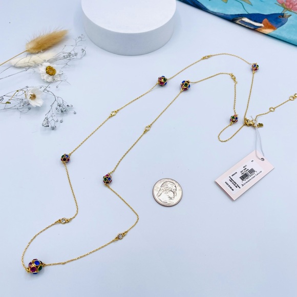 Kate Spade Time To Shine Scatter Colorful Crystals Ball Long Necklace - Picture 4 of 6